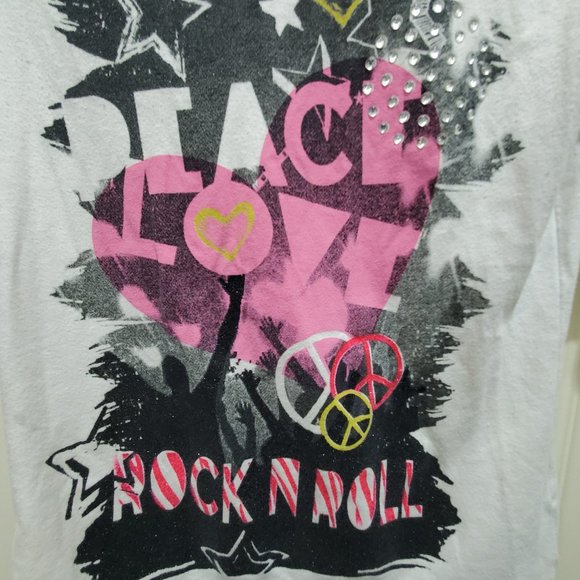 CANYON RIVER BLUES Layered Ruching Side Tie Graphic Tees, M (10-12) - Picture 10 of 16